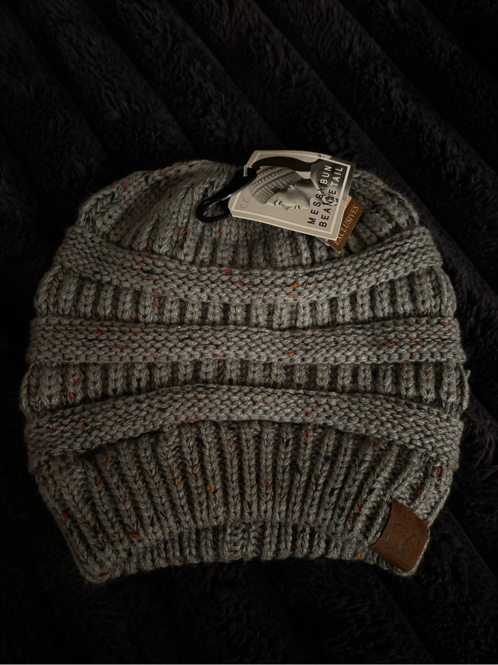 Messy Bun Knit Beanie - CC Brand